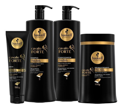 Kit Haskell Cavalo Forte Shampoo Cond Masc 1l E Leave In 150