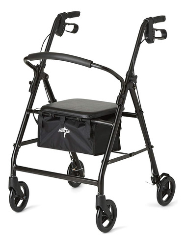 Medline Standard Steel Folding Rollator Walker With 6  Wheel