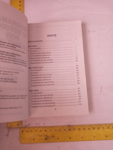 Programas De Estudio Por Asignaturas Primer Grado Secu. Sep (Usado)