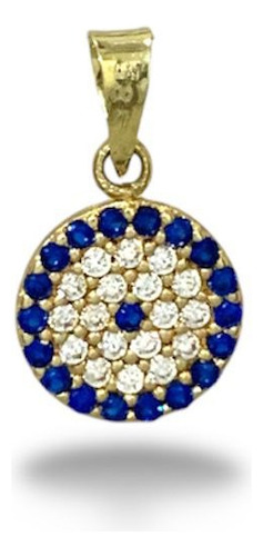 Dije De Oro 14k , Con Ojo Turco , Zircon , Estambul Joya Color Azul