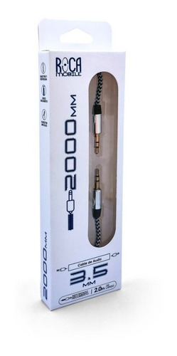 Imagen 2 de 5 de Cable De Audio Auxiliar Roca Tejido Jack 3.5mm 2m Everest