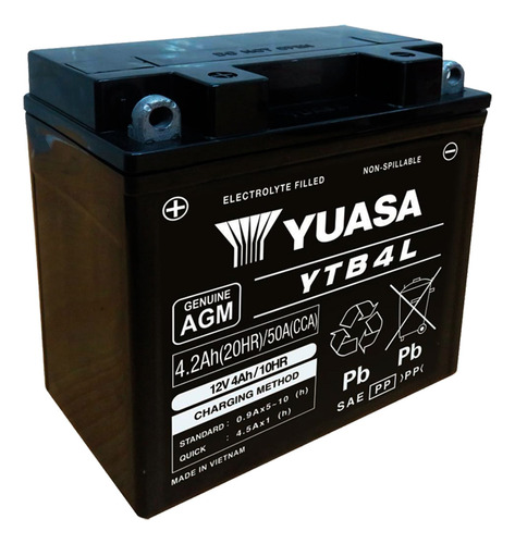 Batería Moto Yuasa Ytb4l Derbi Rambla 125 08/14