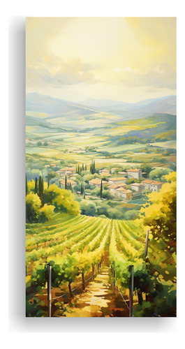 60x30cm Cuadro Decorativo Paisaje Viñedos Toscana Sol Amari