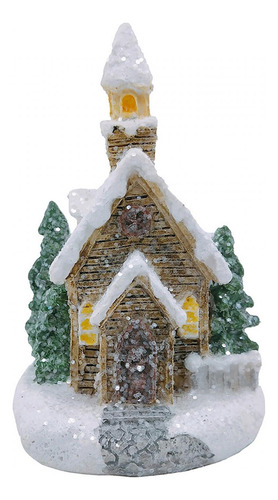 Casa De Nieve Iluminada Para Navidad, Multiusos, De Resina D