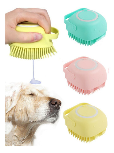 Cepillo de dientes para perros Bacha Silicone C/ Dispensador Color Amarillo