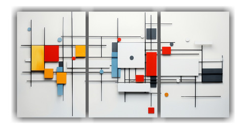 90x45cm Set 3 Lienzos Figuras Geométricas Estilo Mondrian