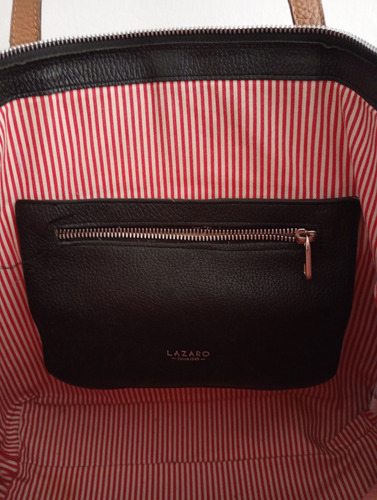 Cartera Lázaro Negro Y Camel. 100% Cuero Vacuno. Negro Lisa Níquel Negro Y Camel (Usado)