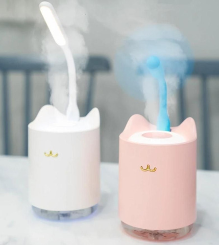 Humidificador Difusor Puerto Usb Gato Bigote 7 Luces 320ml