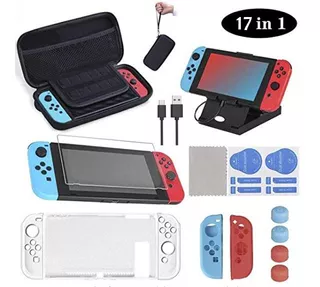 Nintendo Switch Protector Estuche Kit Accesorios Mica 17 N 1