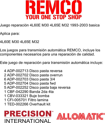 Kit Reparacion Caja Automatica M30 1993-1997