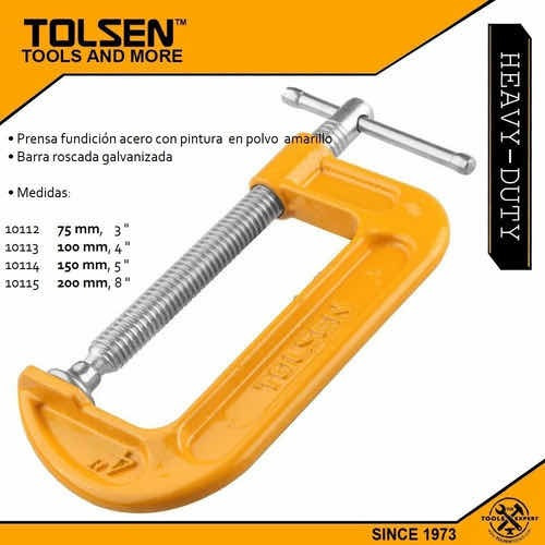 Imagen 3 de 7 de Prensa Sargento Tipo G 3 Pulgadas Tolsen Profesional