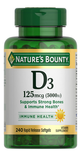 Suplemento Nature's Bounty Vitamina D3 125 Mcg (5000 Ui) 240