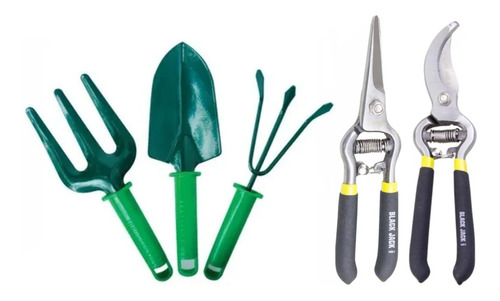 Juego Set Herramientas Jardin 5 Piezas Pala Rastillo Tijeras