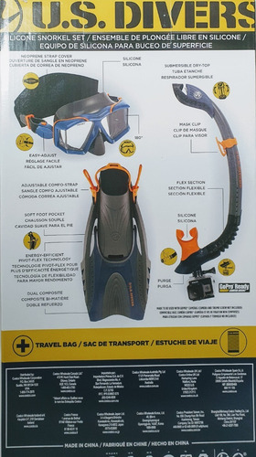 Kit De Buceo Snorkel Visor Cristal Aletas Us Divers Adulto