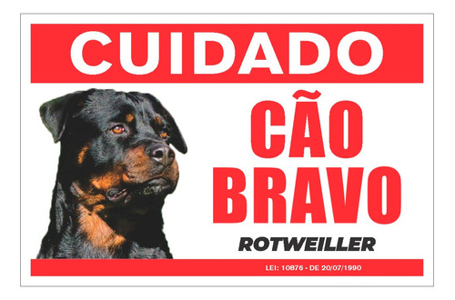 Cuidado Cão Bravo Rottweiler Placas De Advertência 20x30