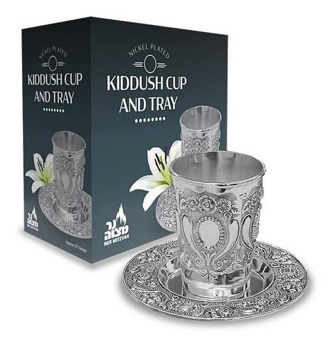 Tazas Kidush Taza Y Bandeja Ner Mitzvah Kidush - Copa De Vin