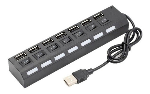 Hub Usb 2.0 Hi-speed 7 Puertos Con Interruptor On Off Led