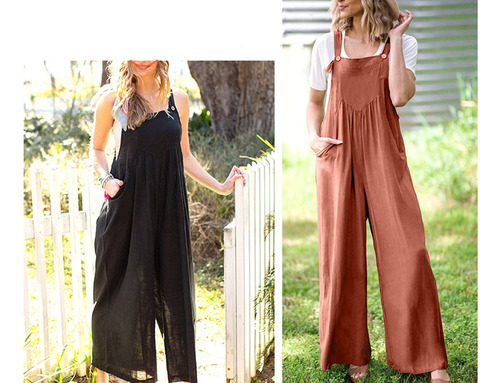 Monos Plus Con Overoles Para Mujer, Talla Ancha, Sin Mangas