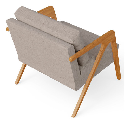 Kit 4 Poltronas Decorativa Para Sala Estar Pietra Linho Bege Desenho Do Tecido Liso