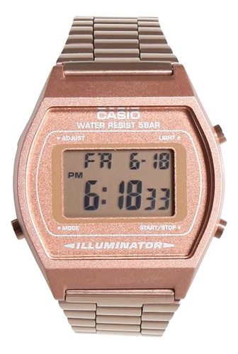 Reloj Casio B640wc-5aef Para Mujer Digital Color Oro Rosa