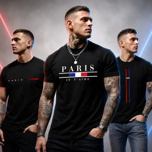 Kit 3 Camisetas Masculina Estampa Paris 100 Algodão Premium