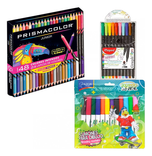 Kit 48 Colores Prismacolor +10 Rotuladores +12 Plumones