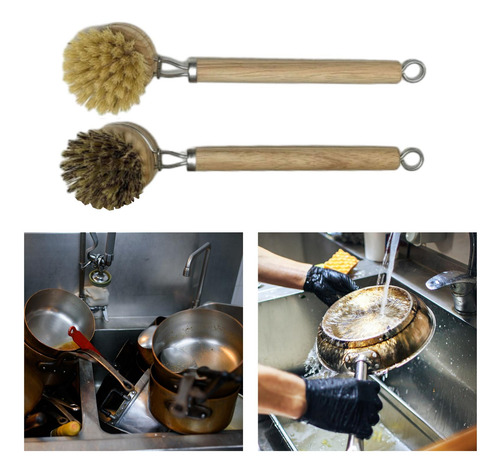 Juego De 2 Cepillos Para Fregar Platos, Sisal Y Pelo Mixto