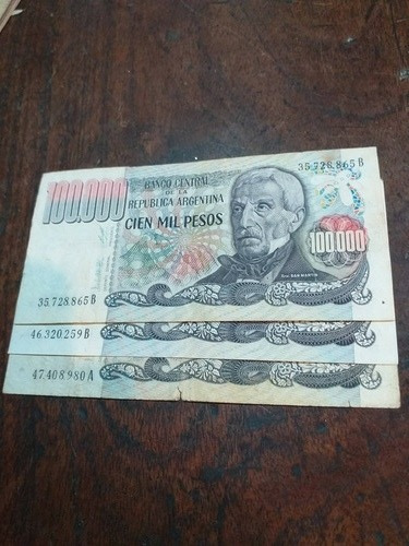 Billete 100000. Año 1980. Series A Y B. Cienmil.