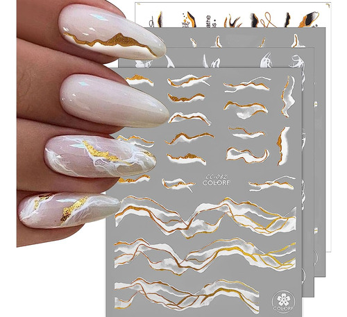 12 Hojas Pegatinas Nail Art Calcomanías, Torokom Autoadhesiv