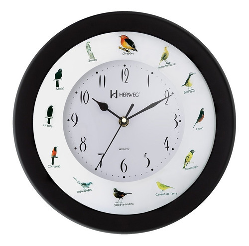 Relógio Parede Vidro 6370 Canto Pássaros Brasileiros Herweg