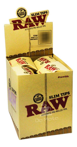 Caixa De Piteiras Raw Slim Tips Pré-enrolado