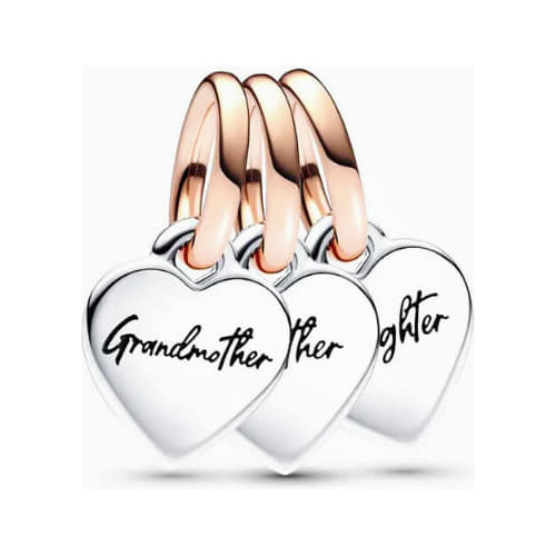 Charm De Plata .925 Corazòn Grandmother, Mother, Daughter.