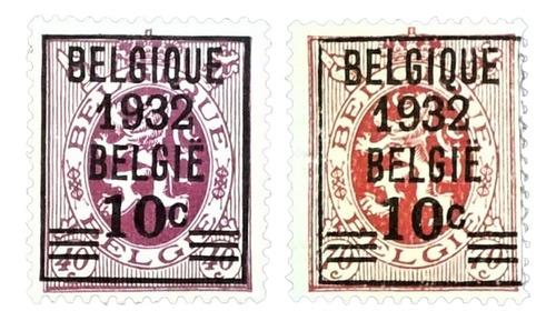 Bélgica, Serie Yv 333-4 Escudos Resellados 1932 Nueva L12755