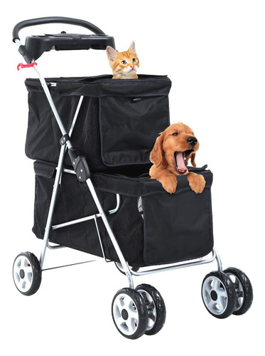 Imagen 4 de 10 de Carriola Doble Para Perros Y Gatos Pequeños Y Medianos