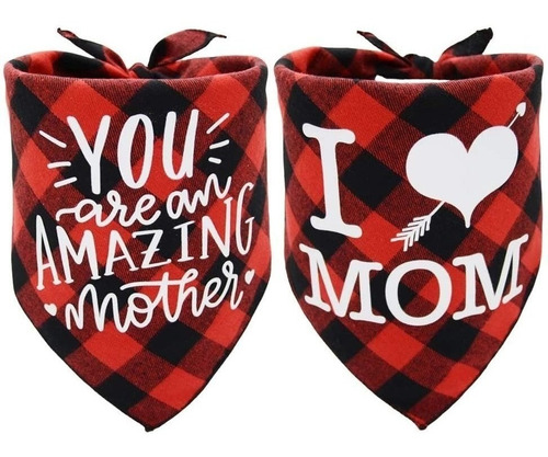 Bandana Para Perro Con Texto  I Love Mom Dog , Reversible, T