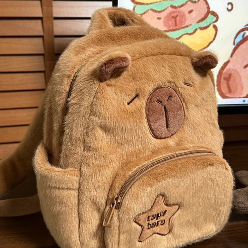 Camexuny Bonita Mochila De Peluche Para Muñecas Capibara, Mochila De