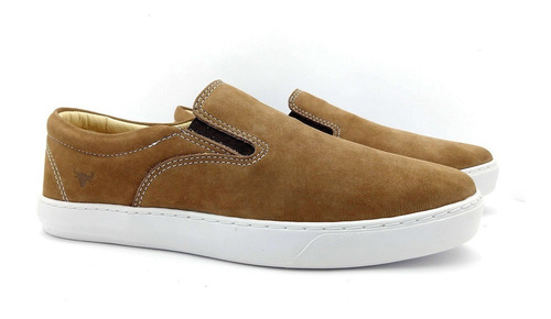 Iate Masculino Slip On Couro Legítimo Sapatênis Confortável