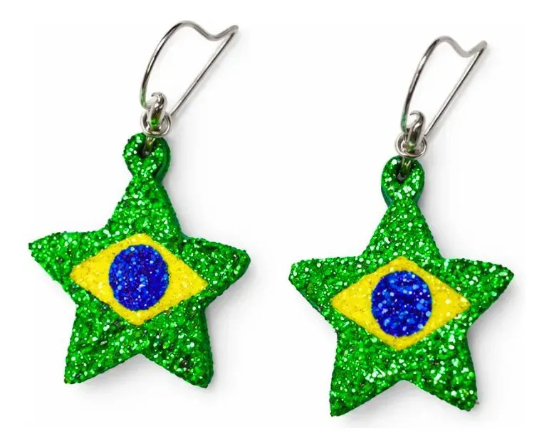 Brinco Dhsshop Brinco Bandeira Copa de acrílico verde