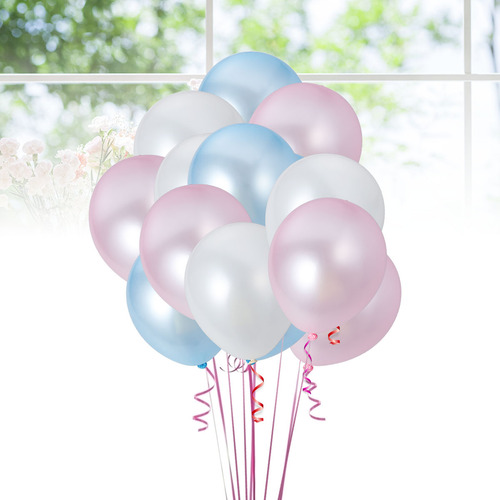 Paquete De 100 Globos De Látex De Color Azul Claro, Rosa Y B