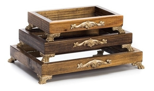 Trio Cesta Retangular Tribal Pinus Luxo