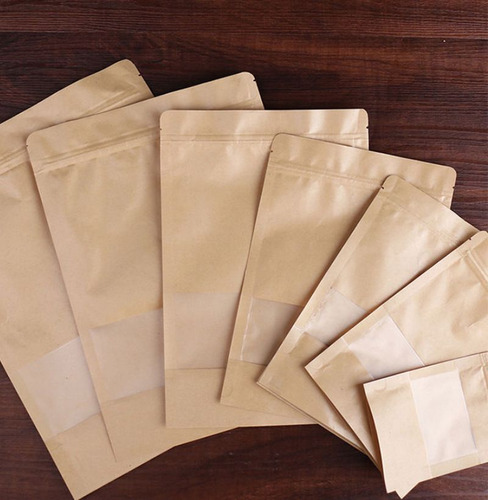 50 Unidads Bolsa Kraft Doypack 30*40+6 Cierre Hermetico