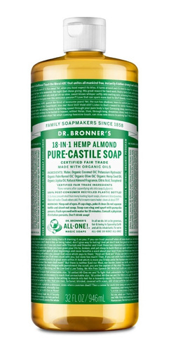 Dr. Bronner's Jabón Líquido Orgánico Hemp Almond 32 Oz 946ml