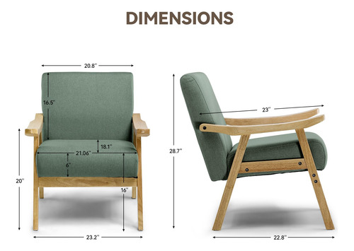 Silla Moderna De Lectura Con Reposabrazos De Madera Maciza