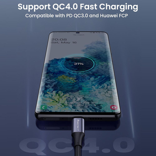 Cable De Carga Rápida Pd 100w Usb C A Usb Tipo C Para Comput