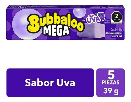 Goma De Mascar Bubbaloo Mega Sabor Uva 39 G