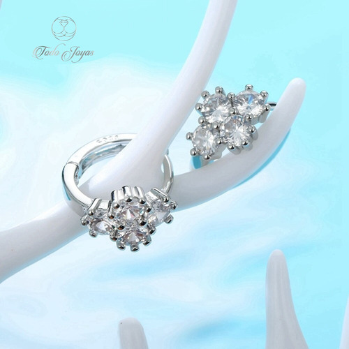C Aros Flor Circones Baño Plata / Todojoyas