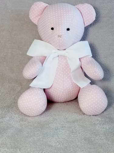 Imagem 4 de 5 de Urso Ursinho Peti Petá Tricoline Poa Rosa 30 Cm
