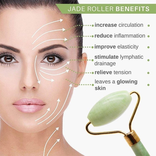 Imagen 7 de 10 de Masajeador Doble Rodillo + Piedra Jade Facial Corporal