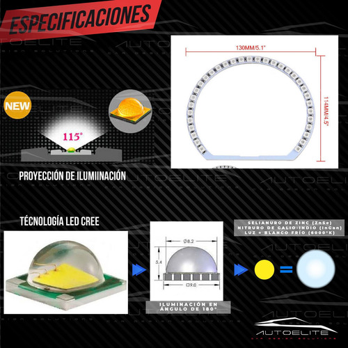 Set 4 Aros Ojo De Ángel Drl Rgb 16 Funciones 5in Sunny Light