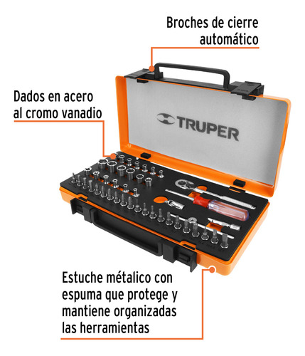 Juego Autocle 1/4 Mm Para Mecanico 45 Pz Truper 13939